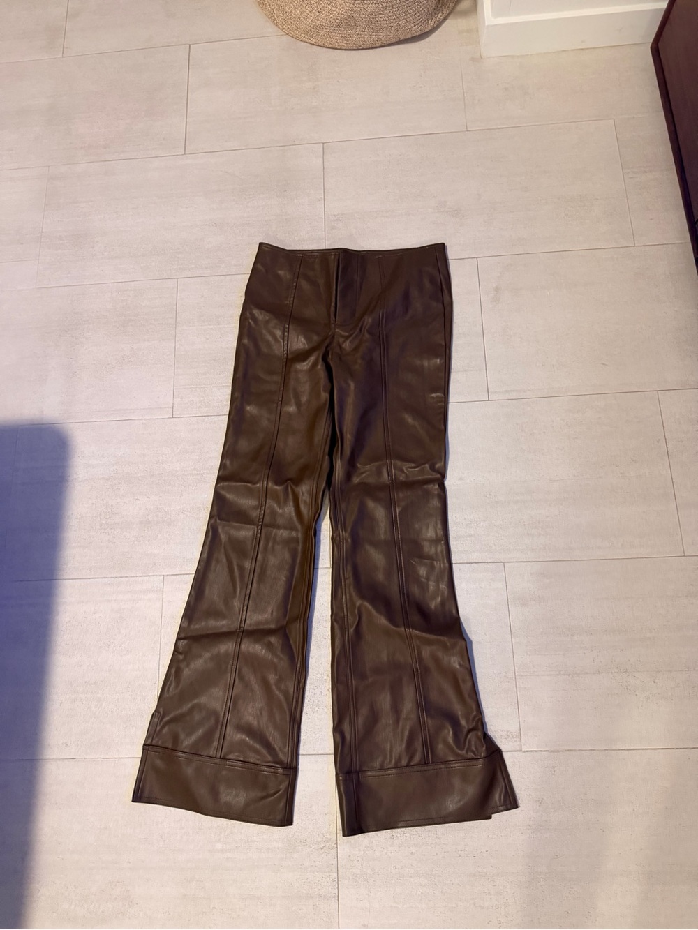 We The Free Brown Faux Leather Flare Jeans